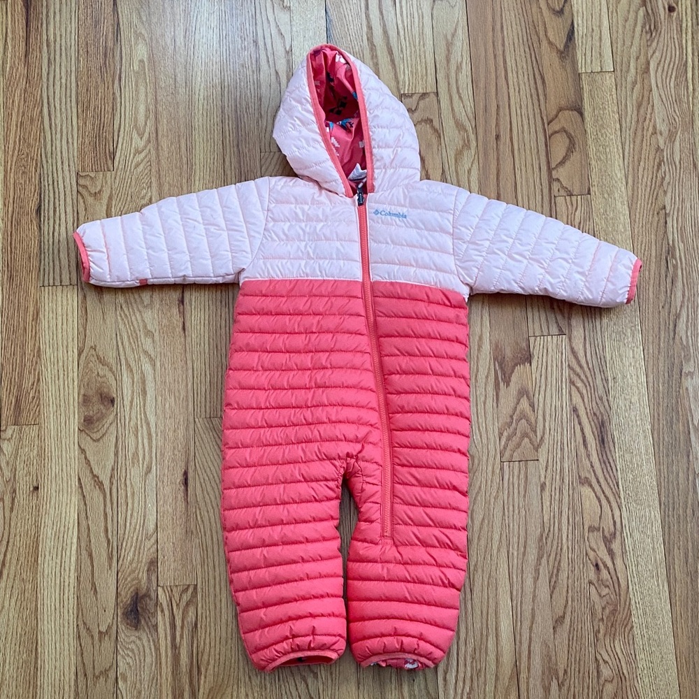 Columbia Coral and Pink Patterned Snowsuit